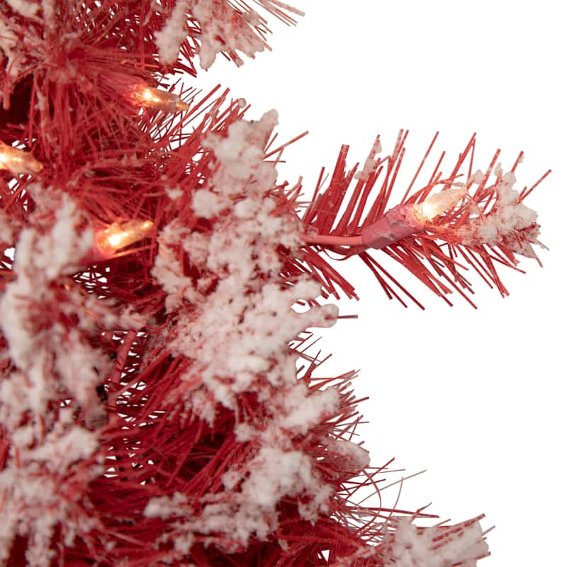 9' x 12" Pre-lit Flocked Red Pine Artificial Christmas Garland Clear Lights