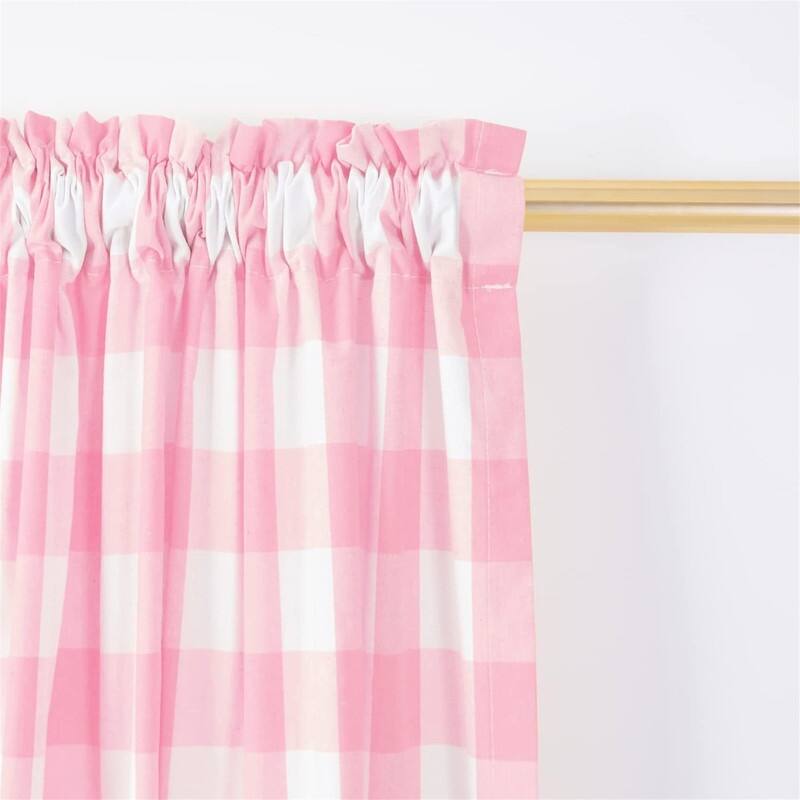 Pink Buffalo Check Curtains 108" Farmhouse
