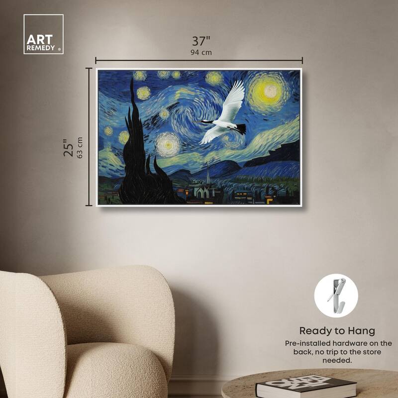 Crane Starry Night Canvas by Art Remedy