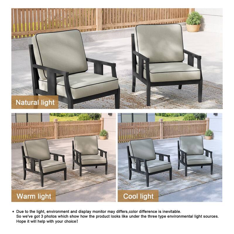 2 Set Outdoor Patio Club Chair with Cushion Patio Arm Lounge Chair