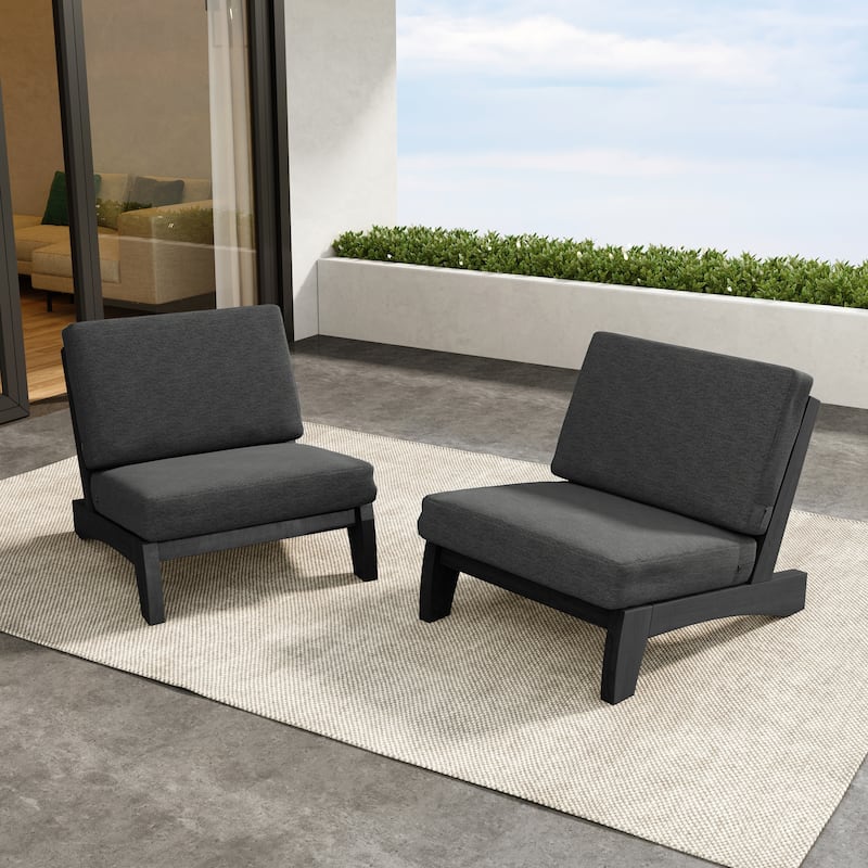 Outdoor Furniture Teak Wood Armless Loveseat Sofa With Cushion