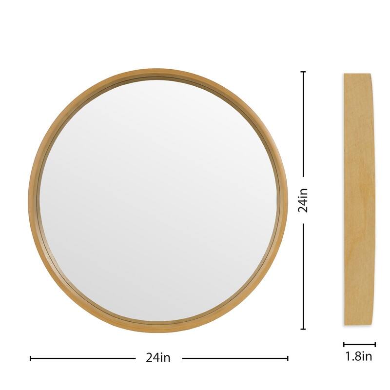 Classic Wooden Frame Farmhouse Round Wall Mirror