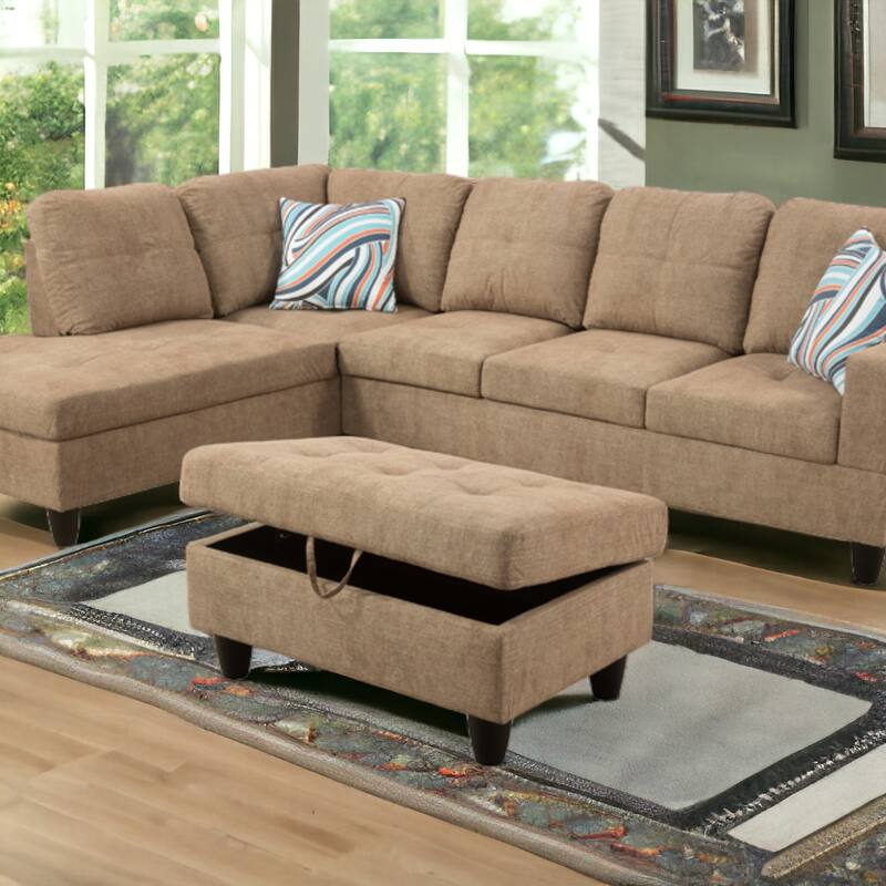 KISRAIS 34" Wide Upholstered Storage Ottoman