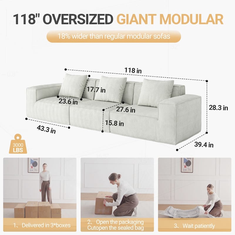 Versatile Modular Sofa with Transformable Design and Soft Fabric