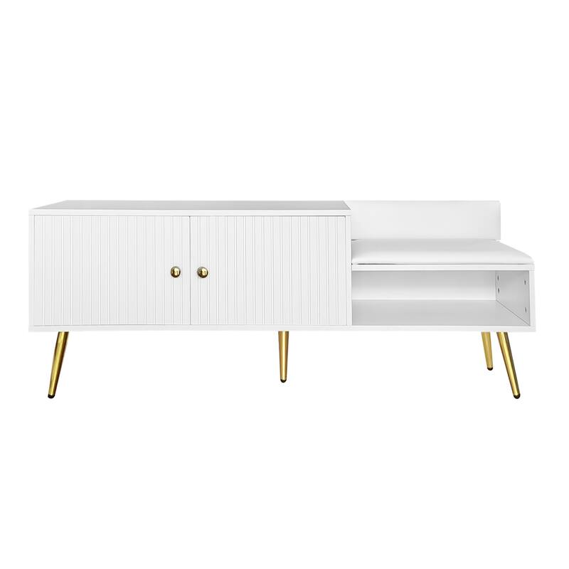 Shoe Storage Bench with Hidden Storage and Upholstered Cushions
