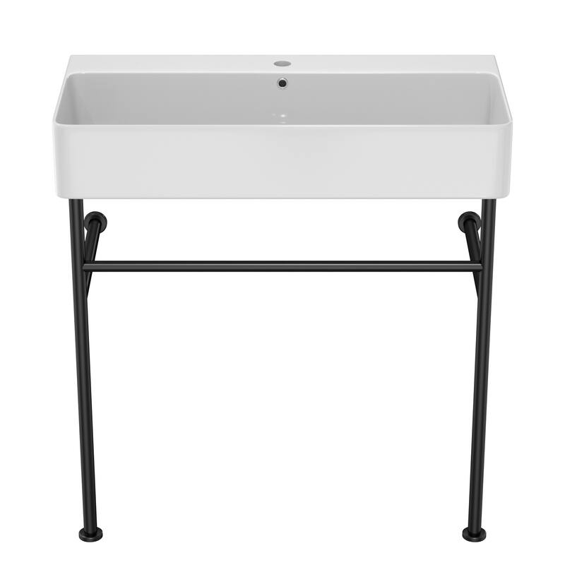 Freestanding Bathroom Vanity with Ceramic Sink - 32in - Black