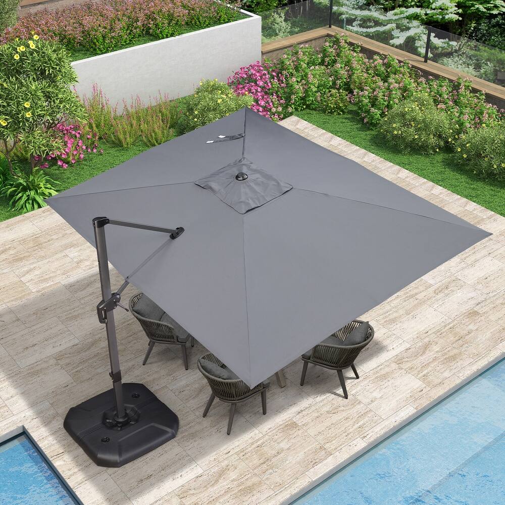 PURPLE LEAF 9 x 11.5 ft 360 Degree Rotation Patio Cantilever Umbrella