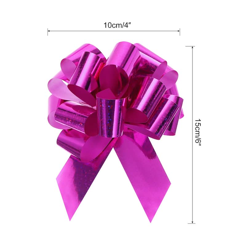 10pcs Metallic Large Big Pull Bow Glitter Gift Wrapping Bows Ribbon - Rose Red - 4 inch