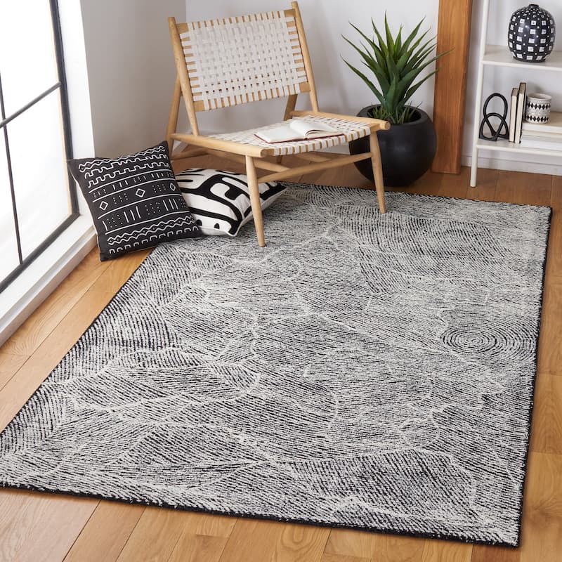 SAFAVIEH Handmade Metro Rozsika French Country Wool Rug - 3' x 5' - Black/Ivory