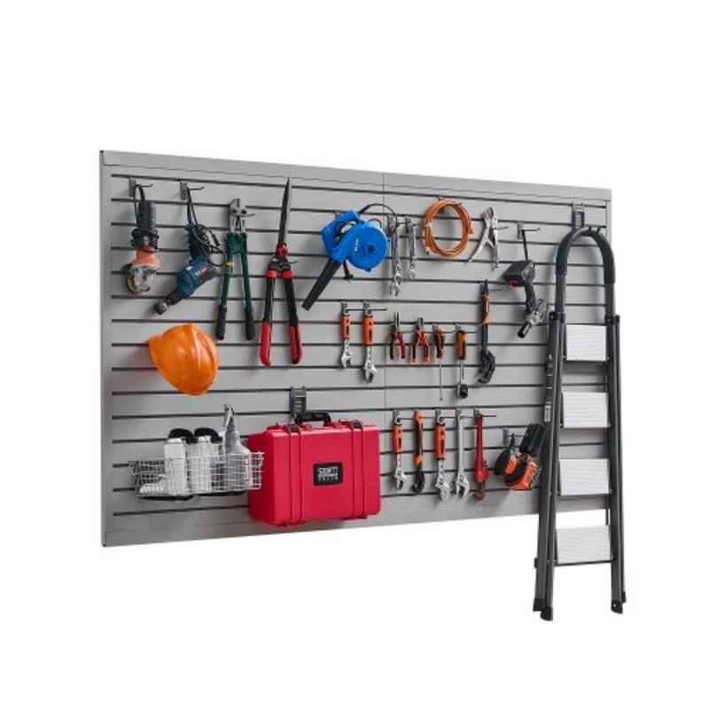 PVC Garage Slat Wall Panel with Modular Design and Suitable for Both Indoor and Outdoor Use - 32 sq.ft - Grey