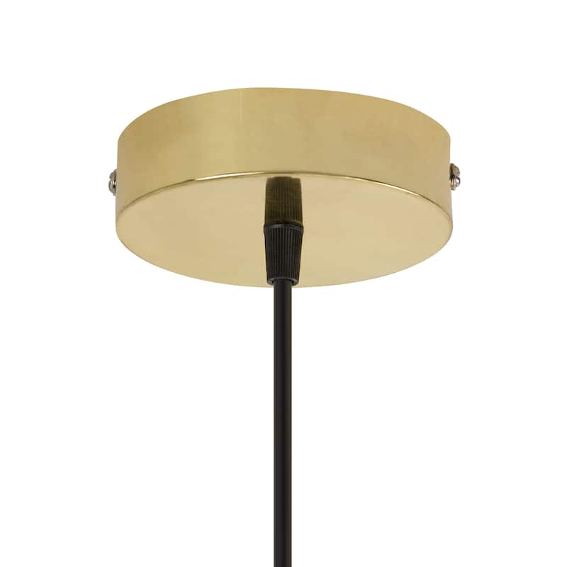 Adelaide River of Goods Gold Metal and Green/White Glass 9.8-Inch Pendant Light with Adjustable Hanging Cord