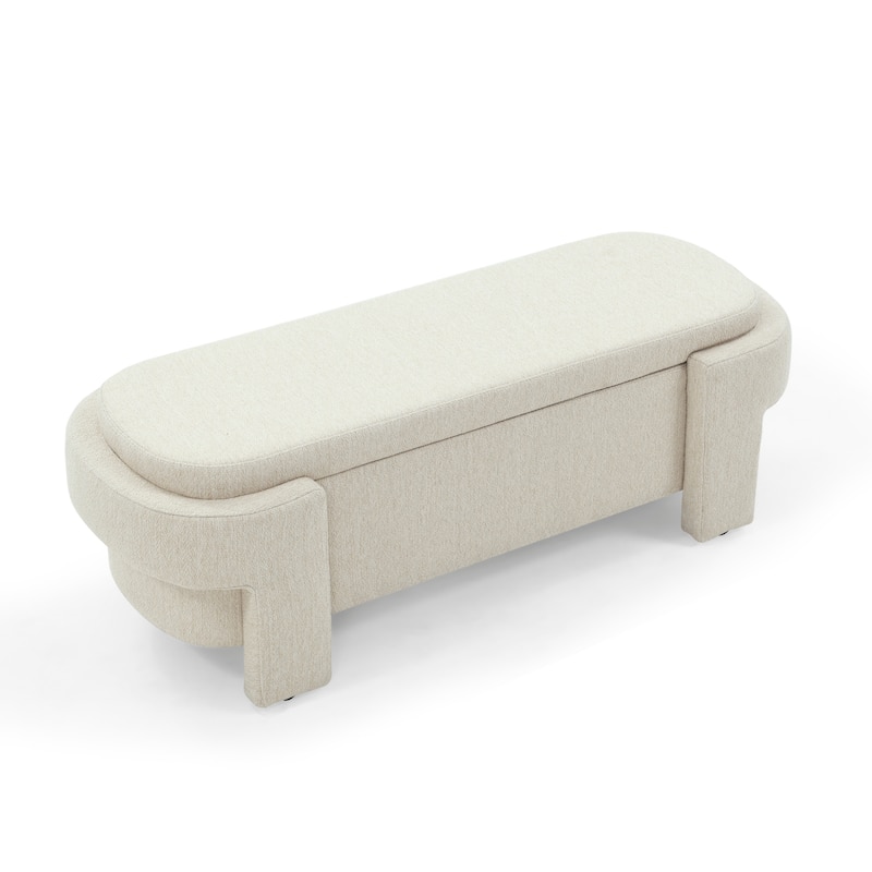 Linen Fabric Upholstered Bench with Large Storage Space - 51.5''L x 20.5''W x 17''H