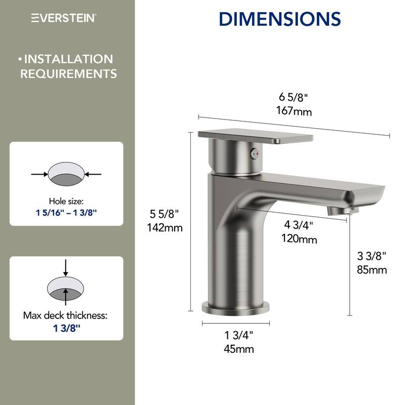 Single Hole Bathroom Faucet with Drain Assembly, Single Handle Bathroom Sink Faucet