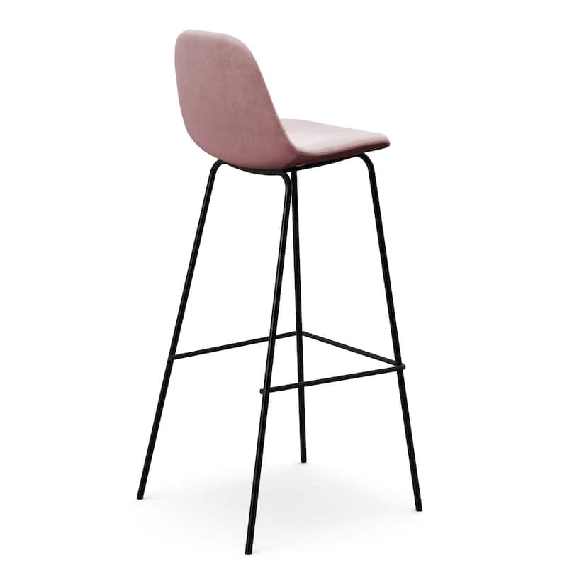 Maxine Velvet Bar Height Stools Black Legs (Set of 2)