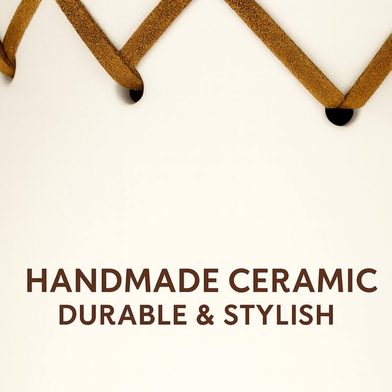 Aria Home Oblong Ceramic Vase Milky White With Leather Stitch