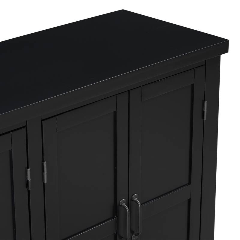 4-Door Storage Sideboard with Adjustable Shelves and Retro Atimon Handles ,Ample Storage,Pinewood Legs