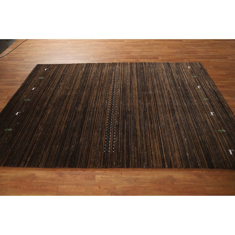 Hand Knotted Oriental 100% Wool Carpet Tribal Tribal Brown Gabbeh Area Rug - 7' 6'' X 5' 5''