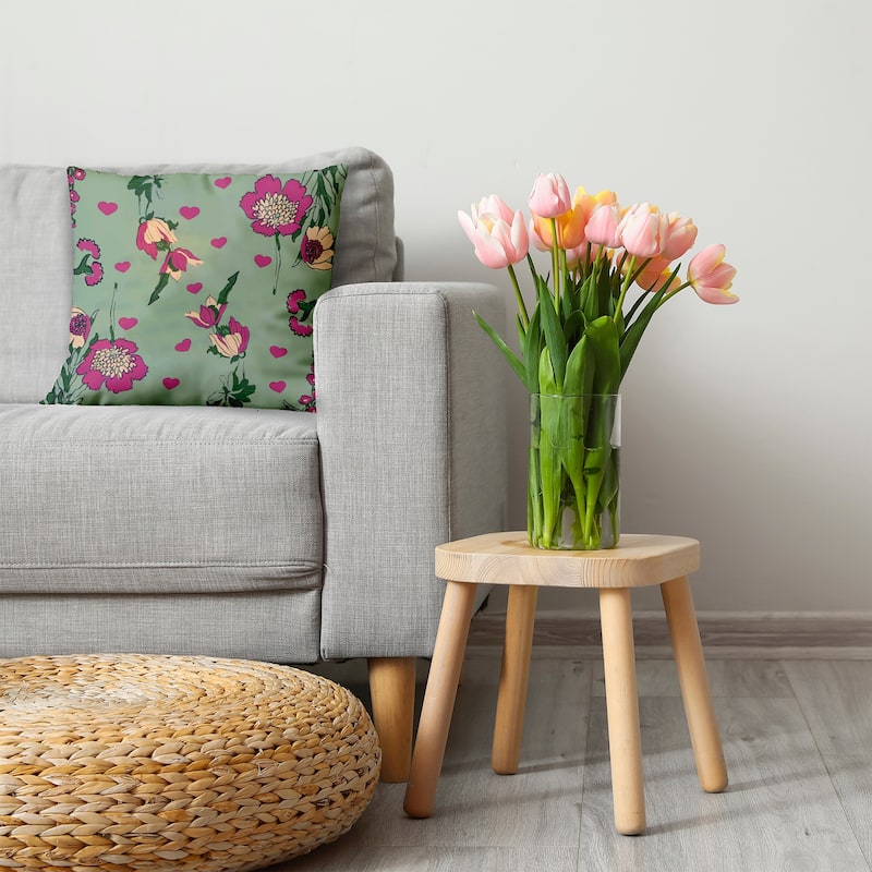Love In The Garden Decorative Valentines Day Accent Pillow