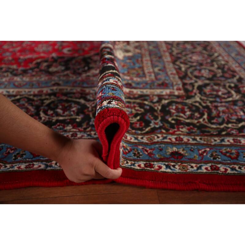 Traditional / Floral Red Kashan Turkish Rug Machine-Made Carpet - 9'7" x 12'11"