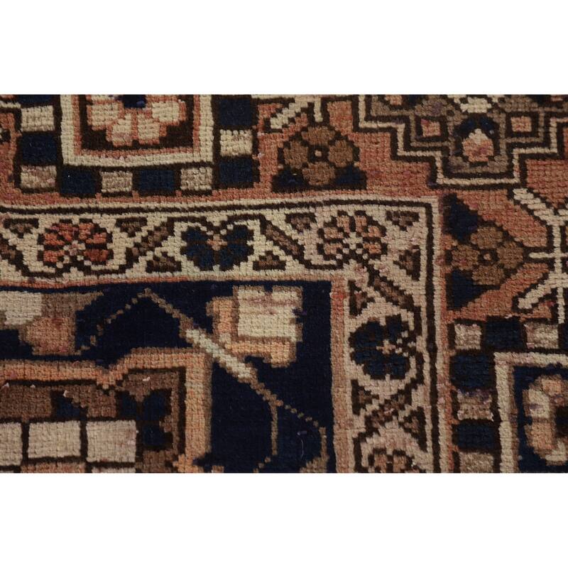 Brown Bakhtiari Persian Vintage Area Rug Hand-Knotted Wool Carpet - 6'6"x 10'1"