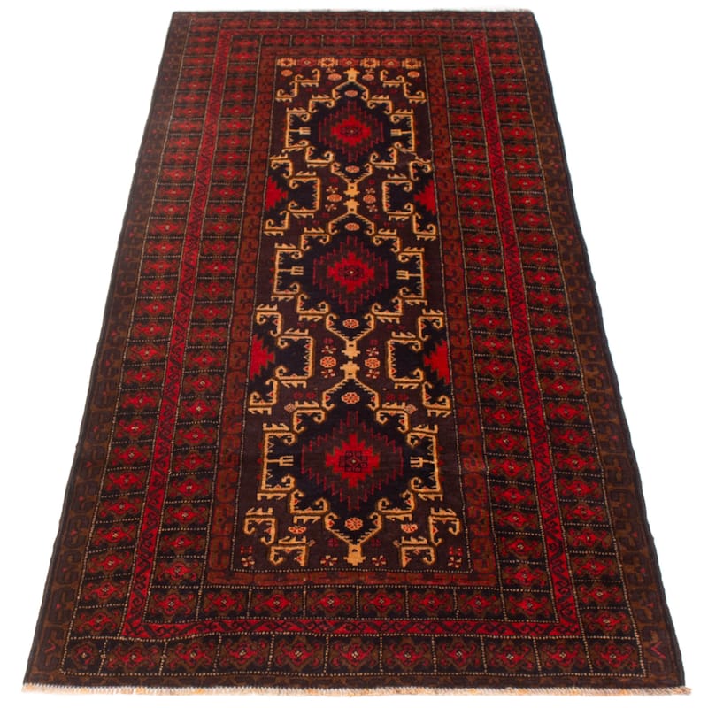 ECARPETGALLERY Hand-knotted Teimani Red Wool Rug - 4'1 x 9'3