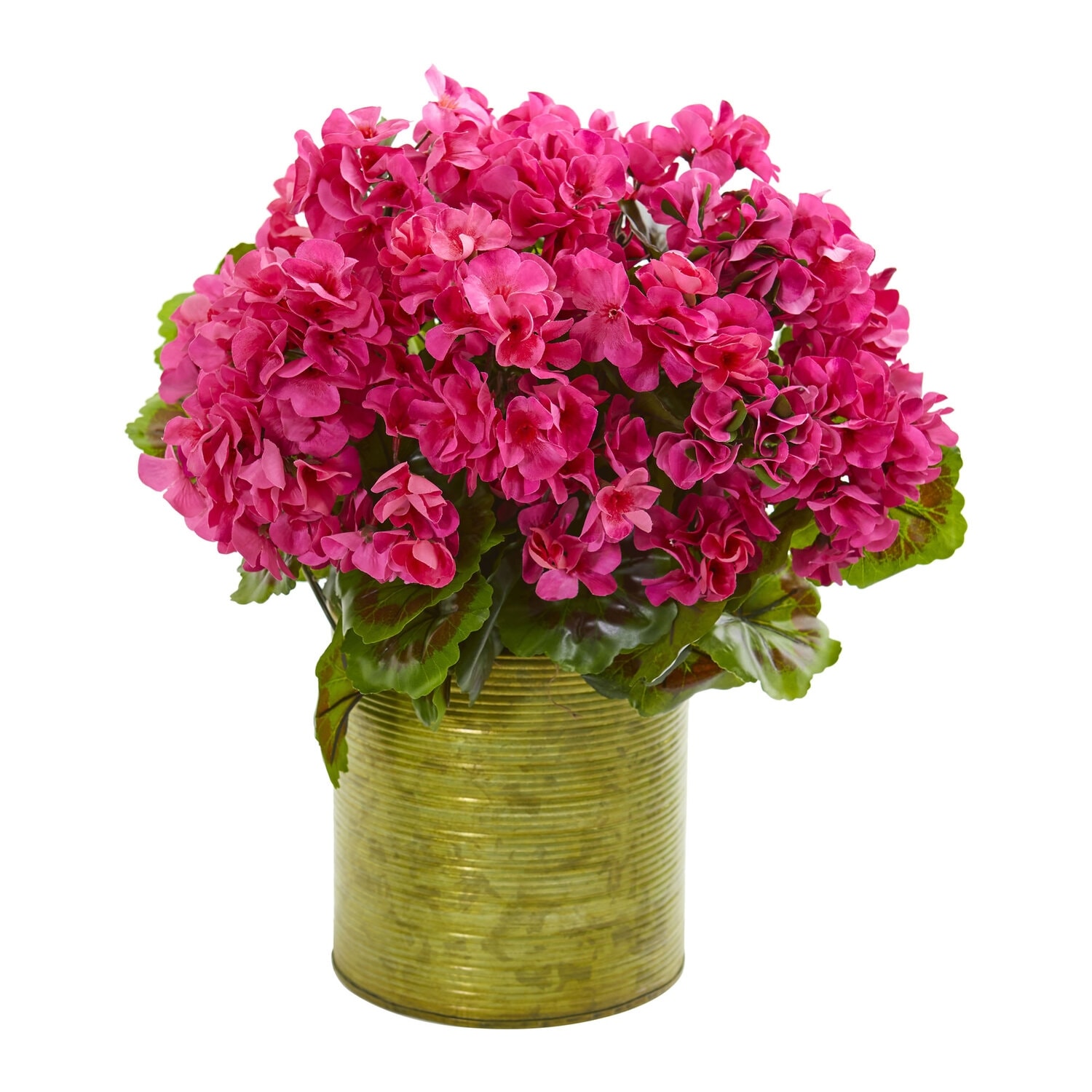 Artificial Mediterranean Plant with Planter - Indoor Outdoor Decor UV Resistant Foliage - Pink