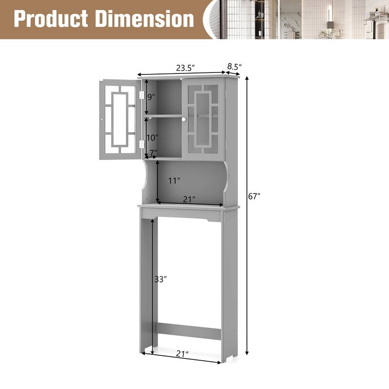 Gymax Grey Bathroom Over The Toilet Space Saver Storage Cabinet - See Details