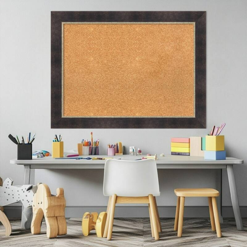 Odin Antique Bronze Wood Framed Cork Board - Bulletin Board, Organization Board, Pin Board