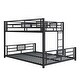 preview thumbnail 12 of 26, L-Shaped Metal Bunk Bed with Ladder and Guardrails, Twin Over Full Size Heavy Duty Bunk Bedframe with Slats Support