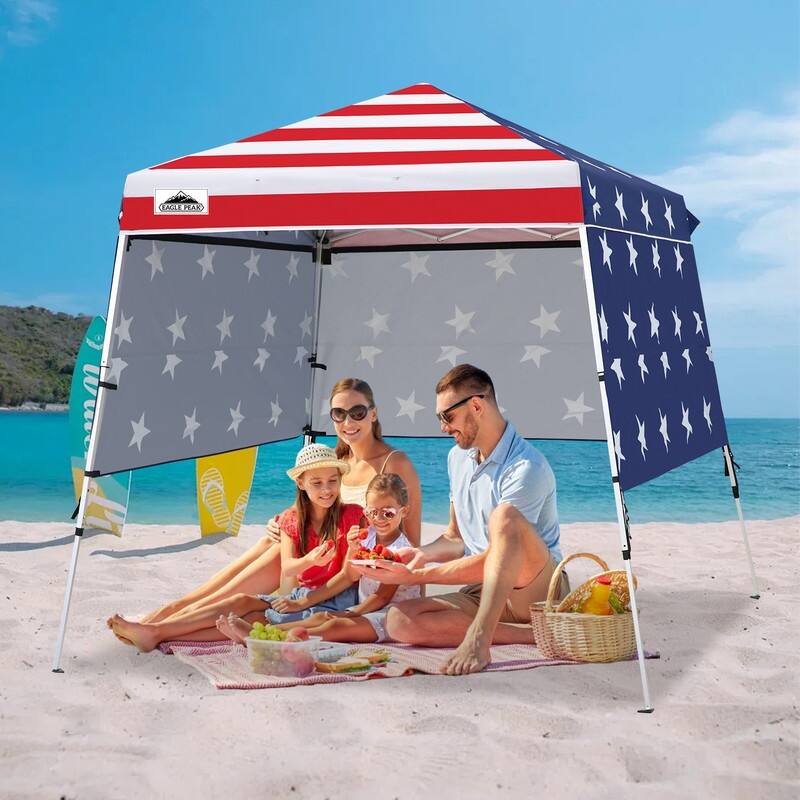 EAGLE PEAK Day Tripper 8x8 Aluminum Super-Lightweight Slant Leg Pop Up Canopy with 3 Removable Walls, Blue