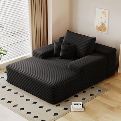 68" * 51" Cloud Chaise Sofa Bed,Plush Faux Fur Upholstered Convertible