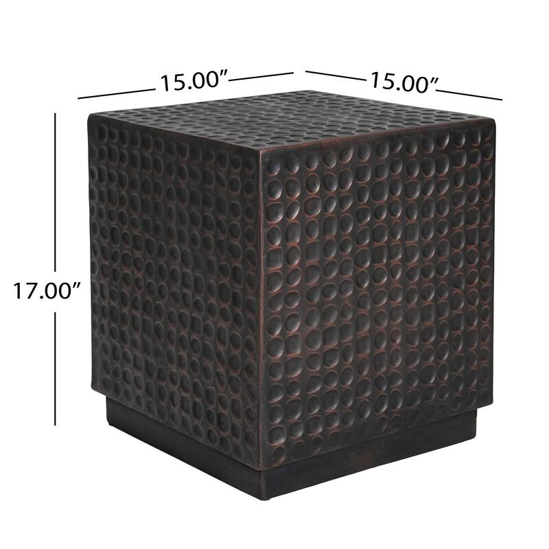 Outdoor Side Table, Patio End Table Cube, MGO Fluted Coffee Table for Outside, Garden, Backyard, Poolside Accent Table