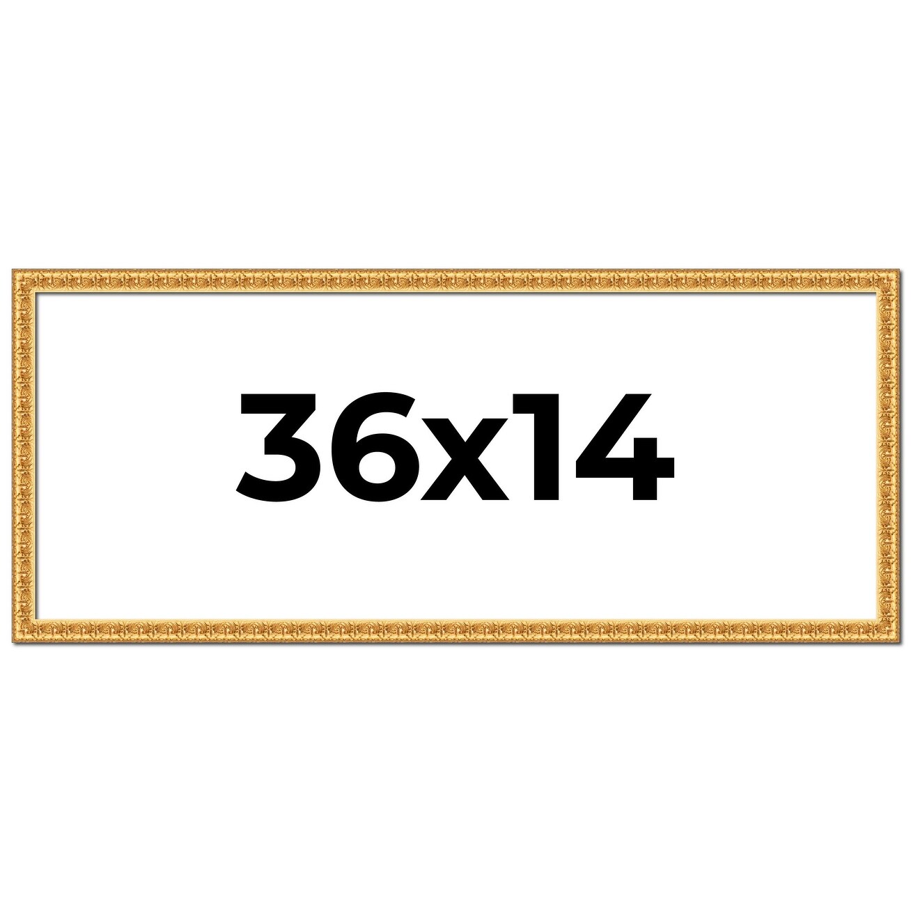 36x14 Frame Gold Real Wood Picture Frame Width 1 inches | Interior
