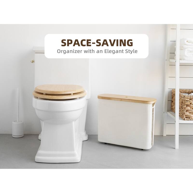 Freestanding Toilet Paper Holder for 9 Mega Rolls, Bathroom Storage Basket With Side Window - 17.5"L x 6"W x 13.75"H