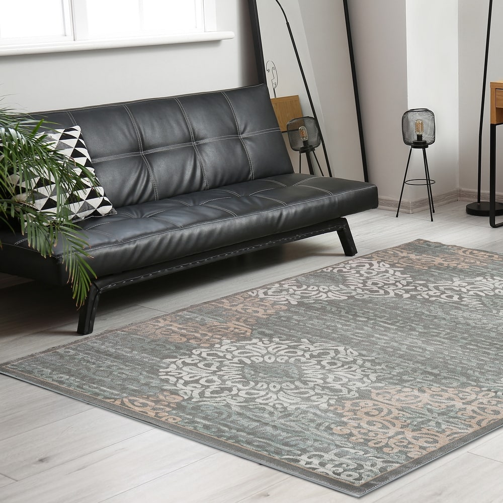 Admire Home Living Plaza Modern Abstract Damask Pattern Area Rug