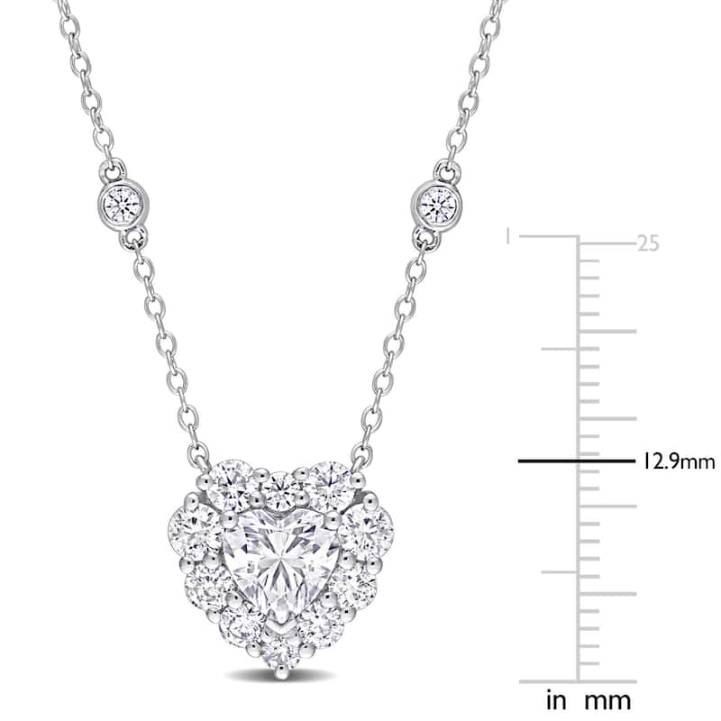 2ct DEW Created Moissanite Heart Necklace in Sterling Silver