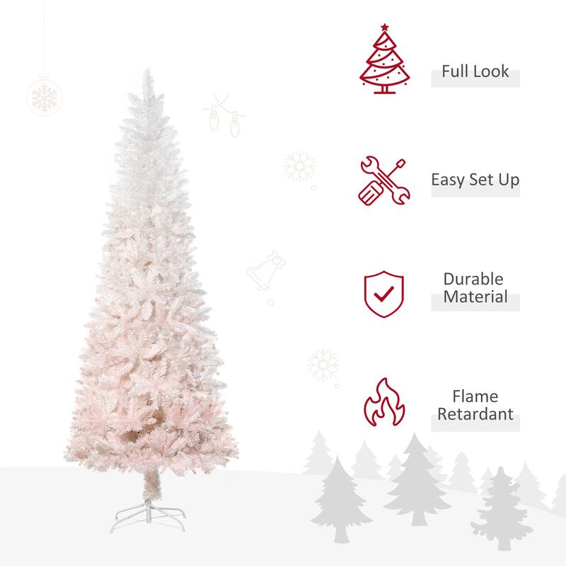 HOMCOM Gradient Slim Christmas Tree with Stand - Pink