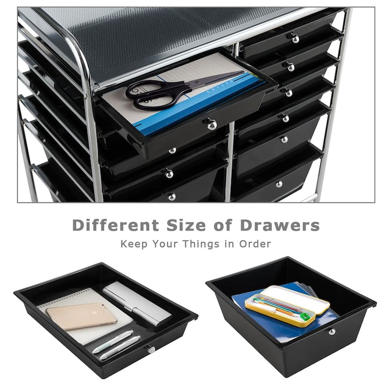12-Drawers Rolling Storage Cart with Organizer Top - See Details