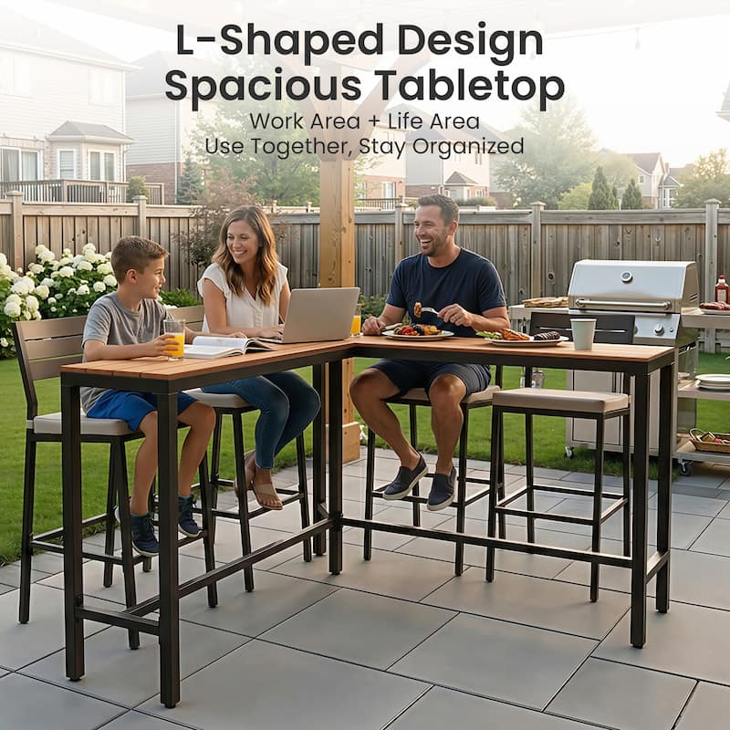 Crestlive Products Patio Outdoor Bar Table Rectangle Pub Table