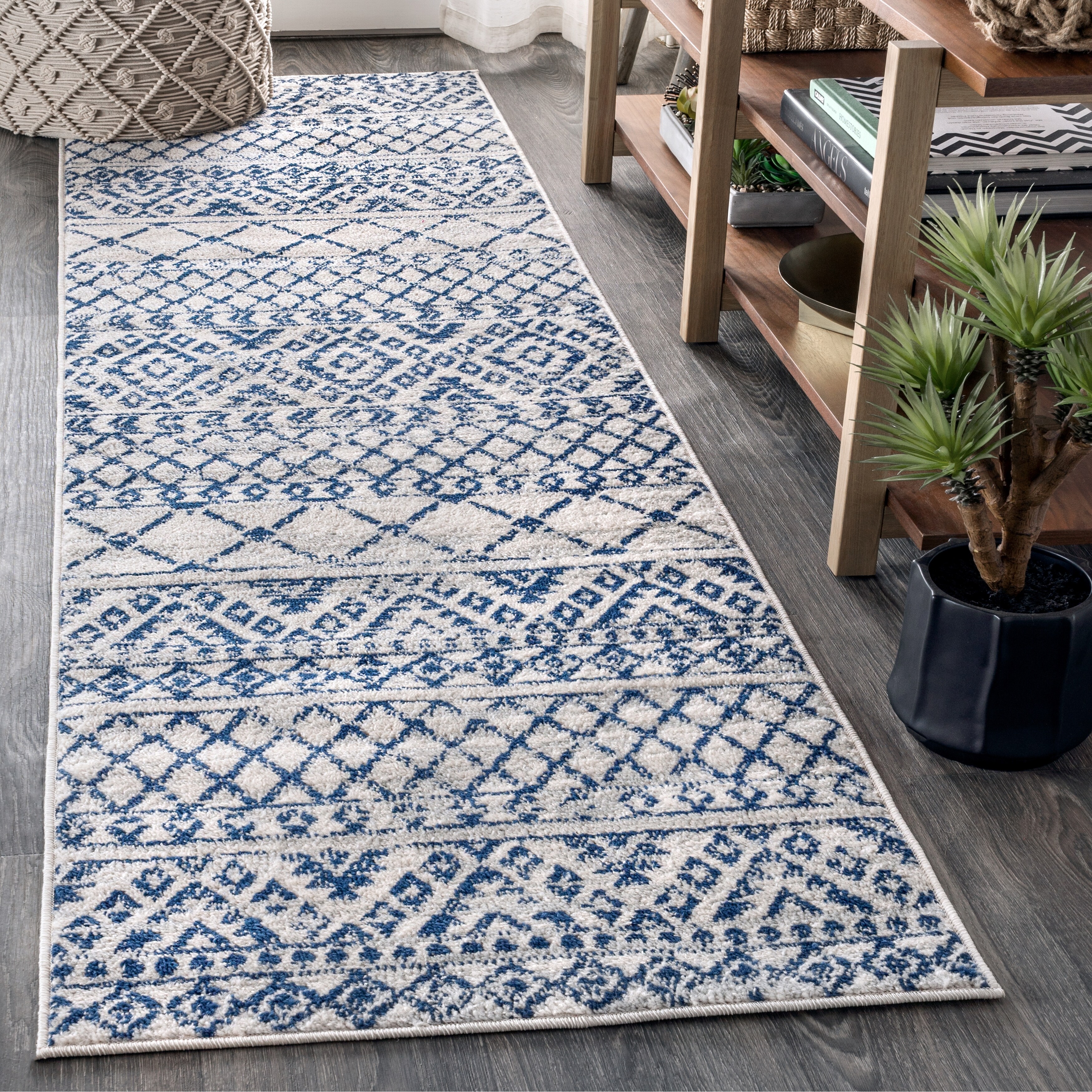 Shop Jonathan Y Moroccan Hype Boho Vintage Tribal Cream Blue 2 Ft