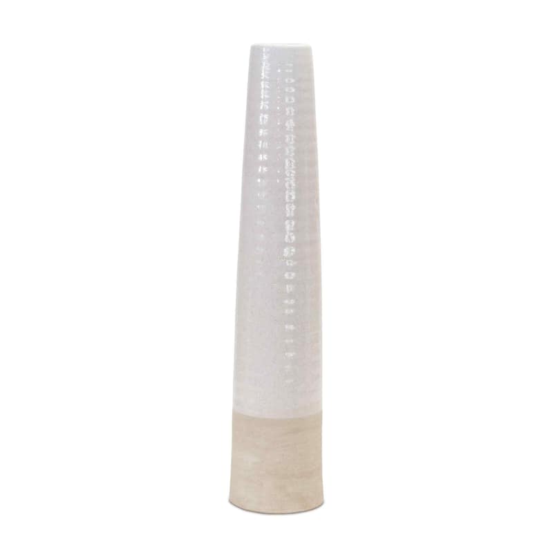 Stoneware Floor Vase - 23.5" - White and Beige