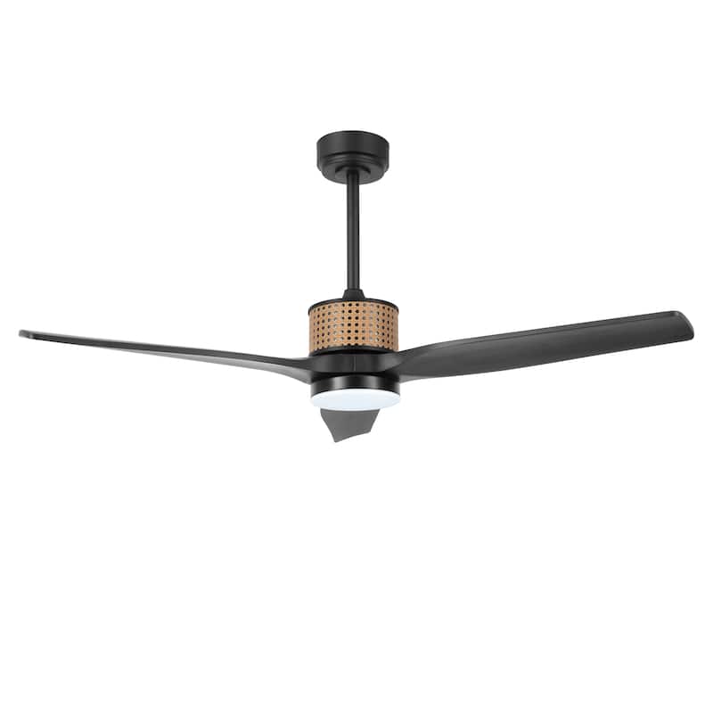 MLiAN 52 In. 3 Solid Wood Indoor Ceiling Fan with Light Kit - 52"