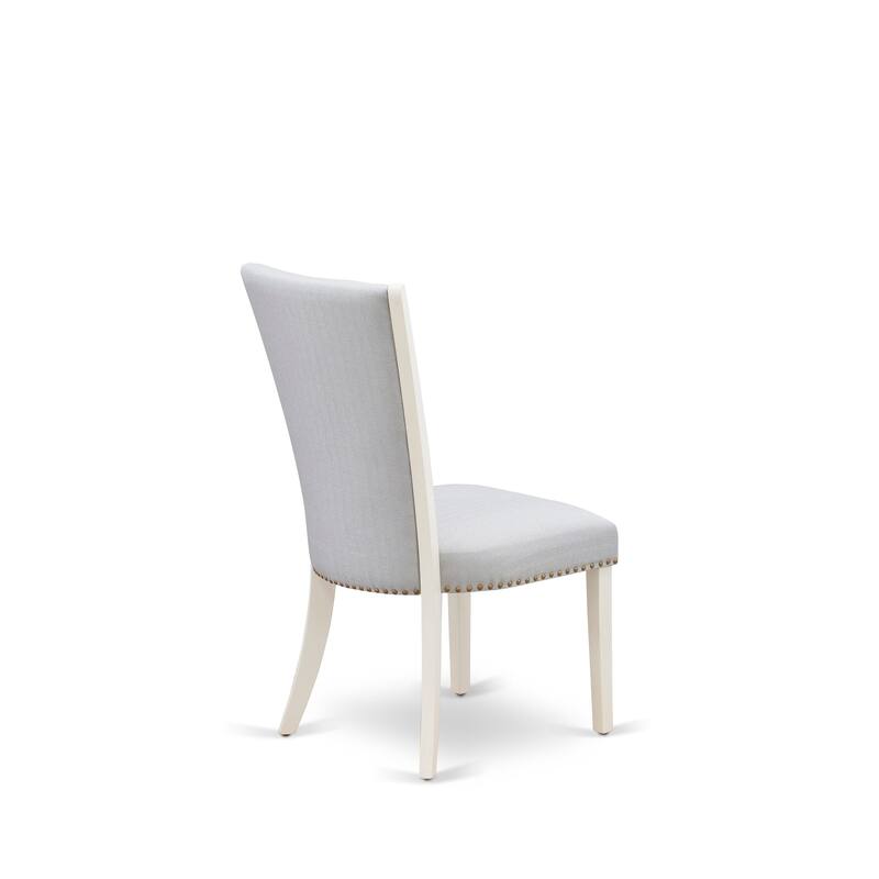 East West Furniture Verona Parson Dining Chairs - Nail head Trim Linen Fabric Chairs, Set of 2(Finish Options)