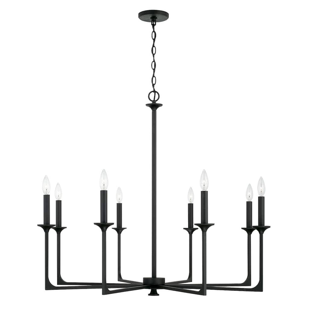 Clint 37.75" 8-light Black Iron Chandelier