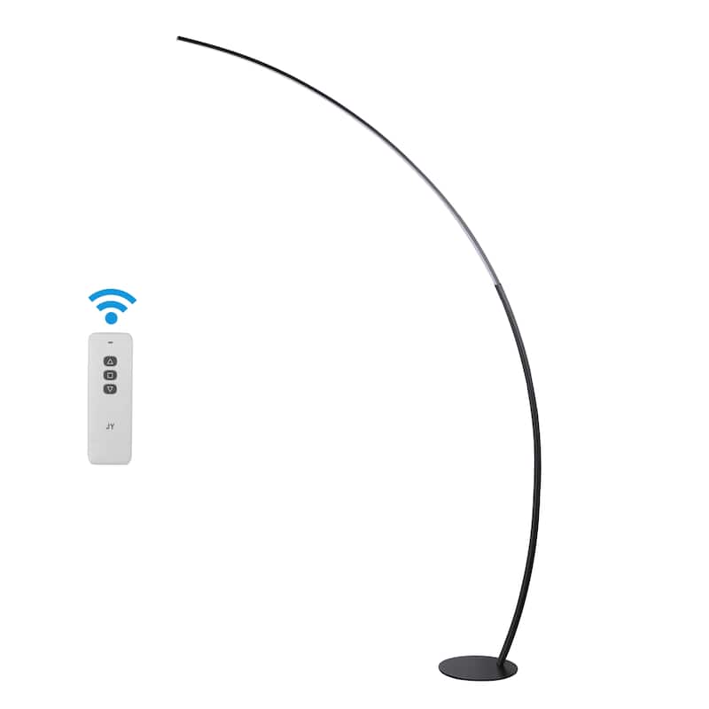Kyle 68" Contemporary Minimalist Metal Arc Dimmable Integrated LED Floor Lamp, Black, by JONATHAN Y