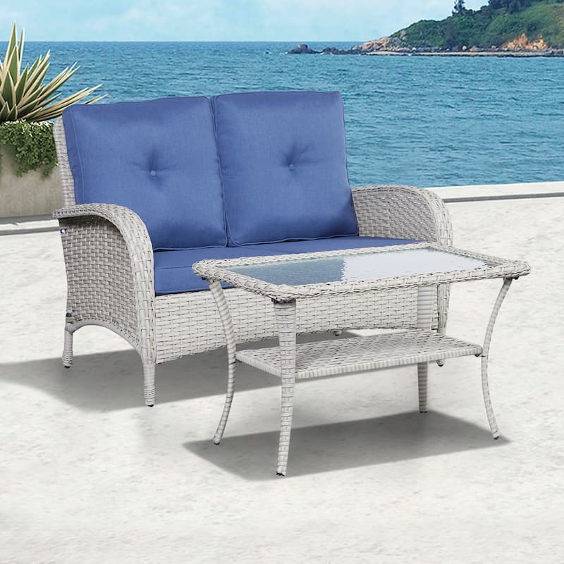 Gymojoy 4-piece Outdoor Sofa Chair Table Set with Cushion