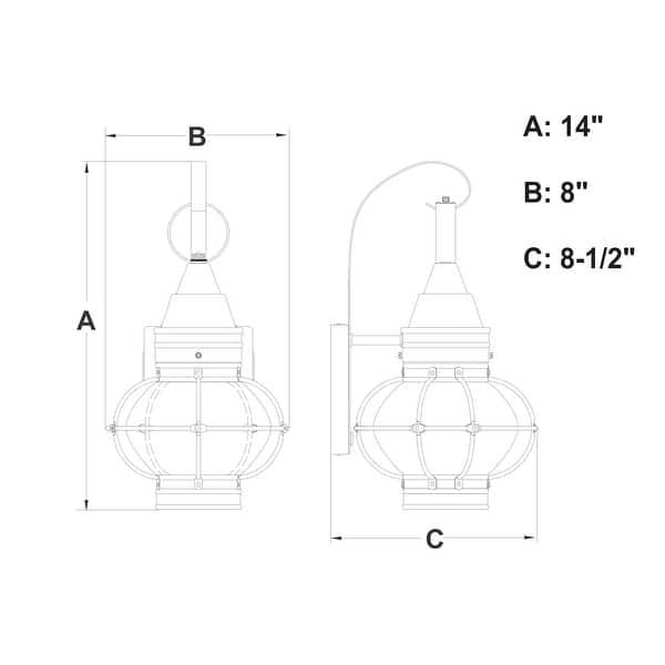 VAXCEL Chatham 13.5 in. H 1-Light Black Coastal Outdoor Wall Sconce, Steel, Clear Seeded Glass Shade, LED Compatible
