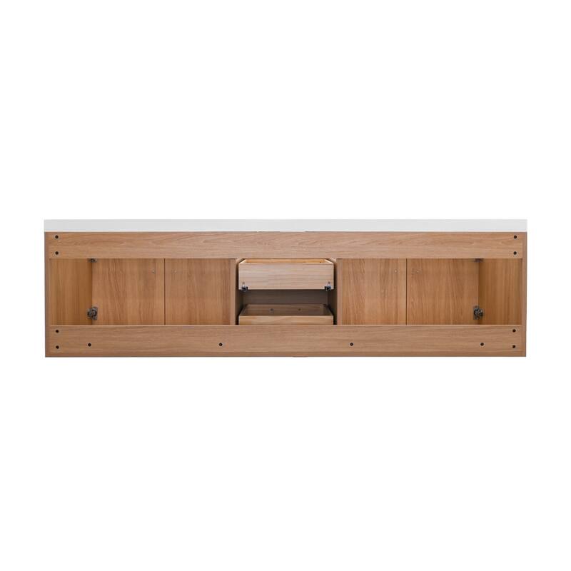 StellarArc 60/ 72 in Wall Mounted Double Sink Bathroom Vanity with Integral Sink Top