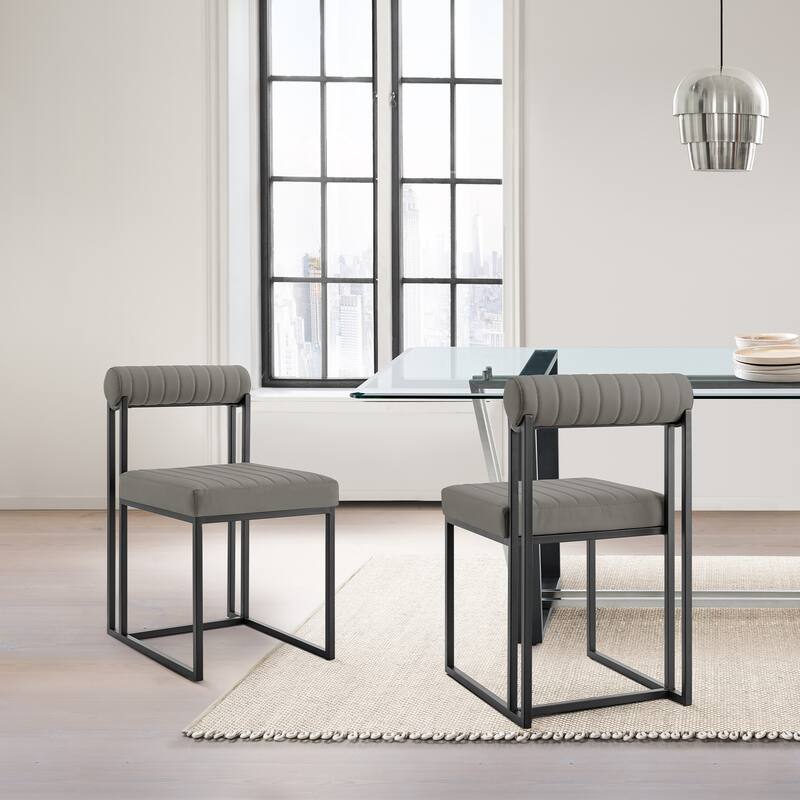 Devi Anastasia 5 Piece Round Glass Dining Table Set with Metal Frame and Upholstered Chairs