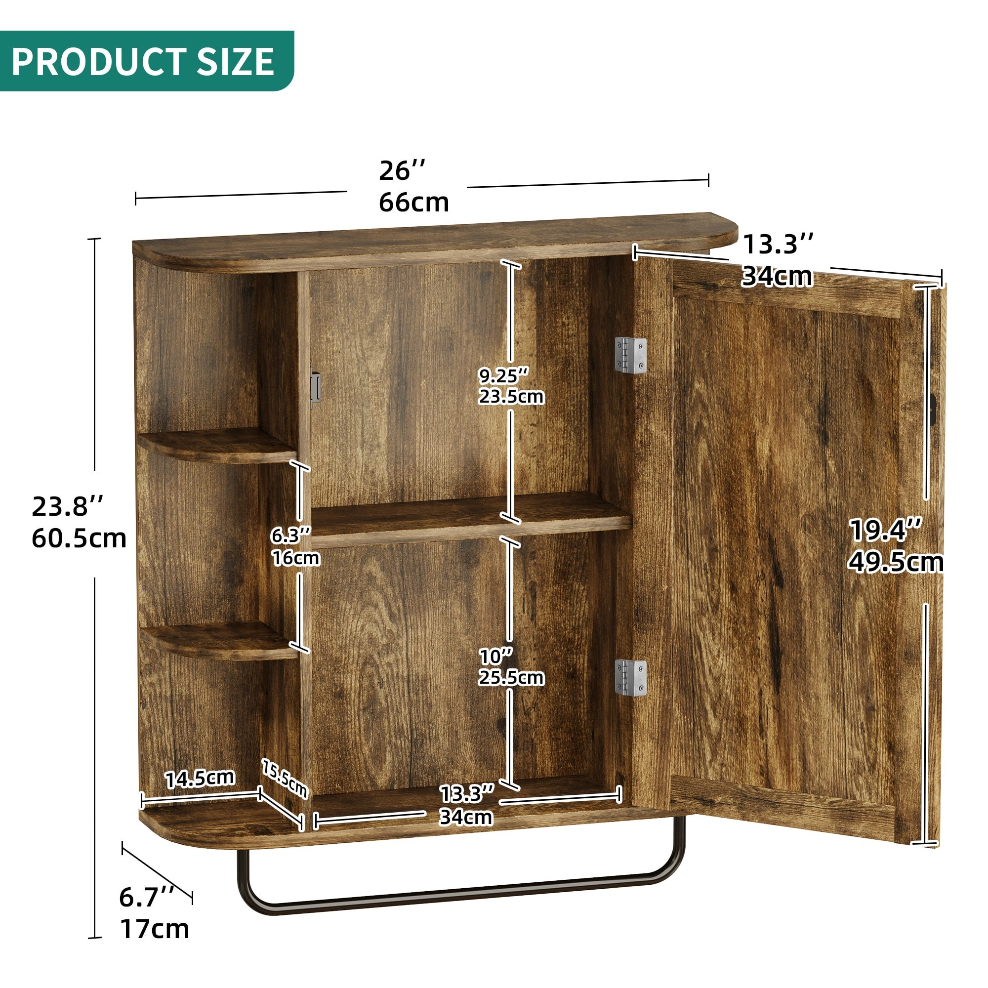 Modern Wall Bathroom Storage Medicine Cabinet with Adjustable Shelves and  Towel Rack - On Sale - Bed Bath & Beyond - 37914398